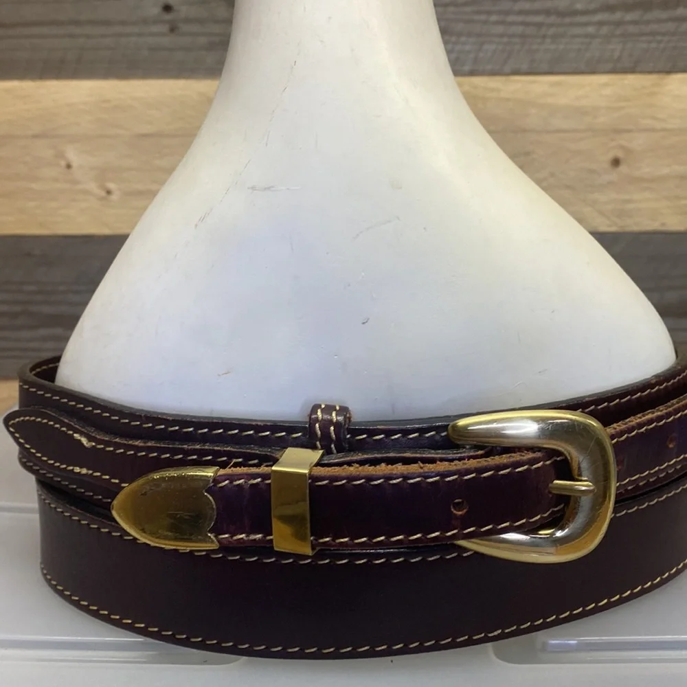 Mulholland Brothers leather belt brass accents size 48